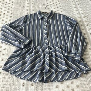 Loves Notes Blouse Stripes Peplum